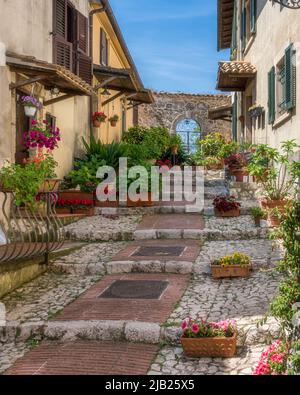 Le beau village de Veroli, près de Frosinone, Latium, centre de l'Italie. Banque D'Images