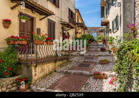 Le beau village de Veroli, près de Frosinone, Latium, centre de l'Italie. Banque D'Images