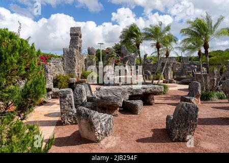 Homestead, FL, Etats-Unis - 1 janvier 2022: Le musée du château de corail est montré à Homestead près de Miami, FL, Etats-Unis Banque D'Images