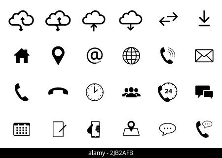Ensemble d'icônes professionnelles pour le Web et le mobile. Contactez-nous communication Set. Illustration vectorielle de style plat Illustration de Vecteur