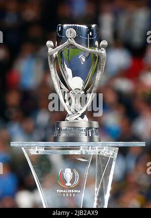 LONDRES, ANGLETERRE - JUIN 01:Finalissima Conmebol - UEFA Cup of Champions Trophy pendant Finalissima Conmebol - UEFA Cup of Champions entre l'Italie et AR Banque D'Images