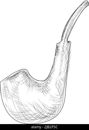 Illustration vectorielle de tuyau de fumée monochrome dessinée à la main Illustration de Vecteur