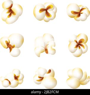 Pop-corn blanc et réaliste avec icônes 3d représentant un vecteur d'illustration isolé Illustration de Vecteur