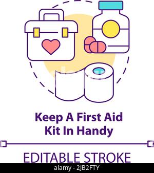 Conservez la trousse de premiers soins dans une icône de concept pratique Illustration de Vecteur