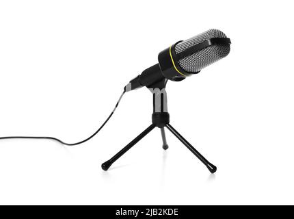 microphone de table isolé sur fond blanc Banque D'Images