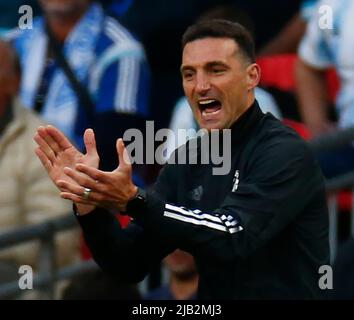 LONDRES, ANGLETERRE - JUIN 01: Lionel Sebastian Scaloni de l'Argentine pendant Finalissima Conmebol - coupe des champions de l'UEFA entre l'Italie et l'Argentine chez nous Banque D'Images