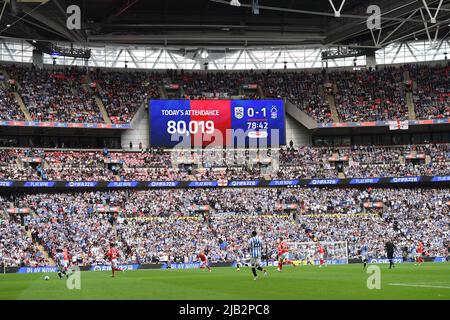 LONDRES, ROYAUME-UNI. 29th MAI participation à Wembley, 80 019 au cours de la finale du championnat Sky Bet entre Huddersfield Town et Nottingham Forest au stade Wembley, Londres, le dimanche 29th mai 2022. (Credit: Jon Hobley | MI News) Credit: MI News & Sport /Alay Live News Banque D'Images
