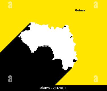 Guinée carte sur affiche rétro avec ombre longue. Signe vintage facile à éditer, manipuler, redimensionner ou coloriser. Illustration de Vecteur