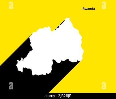 Rwanda carte sur affiche rétro avec une ombre longue. Signe vintage facile à éditer, manipuler, redimensionner ou coloriser. Illustration de Vecteur