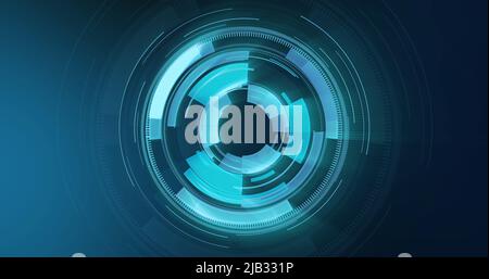 Image des oscilloscopes scannant sur fond bleu Banque D'Images