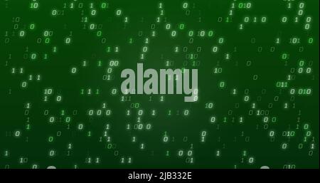 Image du traitement des données de codage binaire vert sur fond vert Banque D'Images