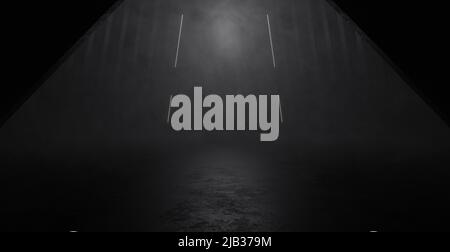 Résumé Neon Glow futuriste mystérieux Volumetrics lumière Turquoise Bâtiment Illustration bannière fond d'écran 3D Illustration Banque D'Images