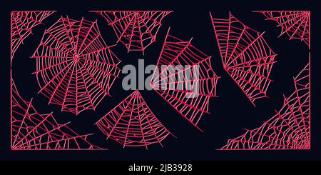 Toile d'araignée isolée sur fond sombre. Des toiles d'araignée rouges effrayantes pour Halloween. Illustration vectorielle Illustration de Vecteur