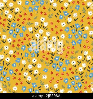 Joli motif fleuri dessiné à la main sans couture, jolies fleurs en forme de caniche super pour les textiles, l'emballage, les bannières, le tissu, la surface - motif vectoriel Illustration de Vecteur