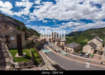 Vue panoramique du bourg et des causses Banque D'Images