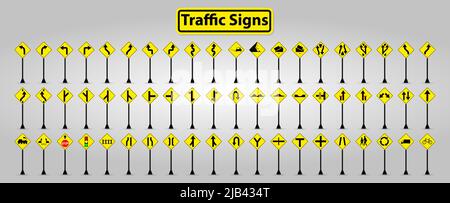 Placez les panneaux de signalisation WarningTraffic, symbole d'interdiction, isolez le panneau sur fond blanc Illustration de Vecteur