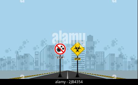 Signe d'avertissement coronavirus covid-19 maladie, ne pas passer Illustration de Vecteur