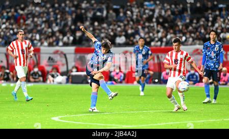Dôme de Sapporo, Hokkaido, Japon. 2nd juin 2022. AO Tanaka (JPN), 2 JUIN 2022 - football : coupe de défi 2022 de KIRIN match entre le Japon 0-0 Paraguay au Sapporo Dome, Hokkaido, Japon. Credit: SportsPressJP/AFLO/Alay Live News Banque D'Images