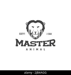 tête lion hipster vintage minimaliste logo design vectoriel graphique symbole icône illustration idée créative Illustration de Vecteur
