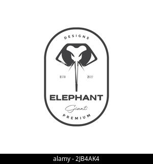 badge vintage avec tête éléphant logo design vecteur graphique symbole icône illustration idée créative Illustration de Vecteur