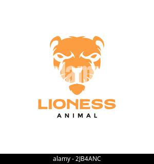 tête orange bête lioness logo design vecteur graphique symbole icône illustration idée créative Illustration de Vecteur