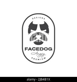 visage badge bulldog angry logo design vecteur graphique symbole icône illustration idée créative Illustration de Vecteur