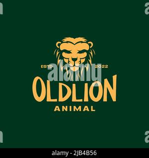 vintage de couleur ancienne tête logo lion design vecteur graphique symbole icône illustration idée créative Illustration de Vecteur