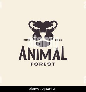 tête vintage roi forêt tigre logo design vecteur graphique symbole icône illustration idée créative Illustration de Vecteur
