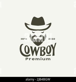 tête de vache garçon avec barbe vintage logo design vecteur graphique symbole icône illustration idée créative Illustration de Vecteur