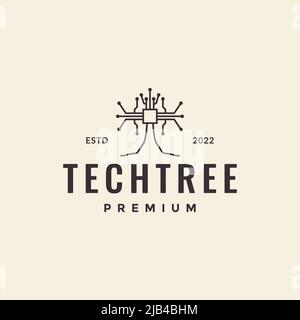 chip tree tech line points logo design vecteur graphique symbole icône illustration idée créative Illustration de Vecteur