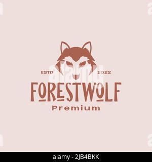couleur vintage tête loup minimal logo design vecteur graphique symbole icône illustration idée créative Illustration de Vecteur