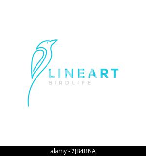 ligne minimale petit oiseau logo design vecteur graphique symbole icône illustration idée créative Illustration de Vecteur