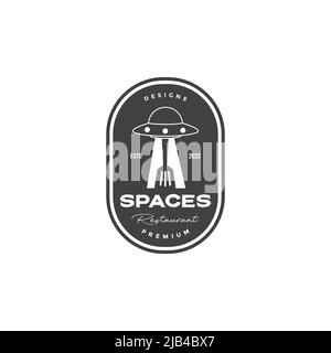 alien plane badge logo design vecteur graphique symbole icône illustration idée créative Illustration de Vecteur