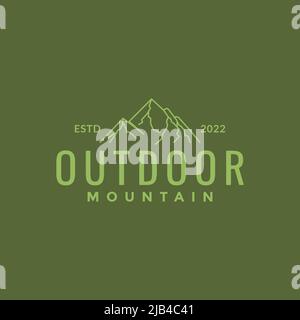 ligne vert montagne minimal extérieur logo design vecteur graphique symbole icône illustration idée créative Illustration de Vecteur