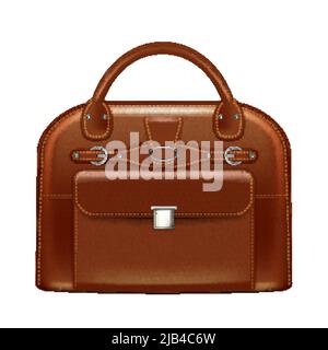 porte-documents en cuir femelle 3d realistic vector Illustration de Vecteur