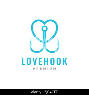 love with hook pêche logo design vecteur graphique symbole icône illustration idée créative Illustration de Vecteur