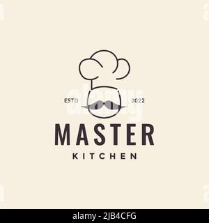 simple tête hippster chef moustache logo design vecteur graphique symbole icône illustration idée créative Illustration de Vecteur