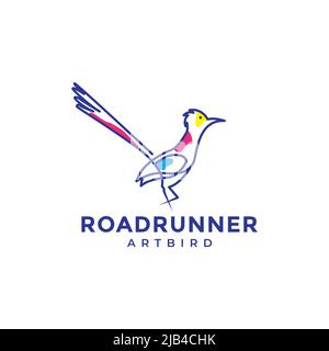 lignes art abstrait oiseau roadrunner logo design vecteur graphique symbole icône illustration idée créative Illustration de Vecteur