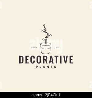 pots minimalistes avec coin décoratif plante intérieur logo design vecteur symbole graphique icône illustration idée créative Illustration de Vecteur