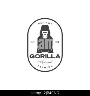 badge avec logo sit gorilla design vecteur graphique symbole icône illustration idée créative Illustration de Vecteur