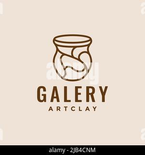 galerie ligne argile artistique logo design vecteur graphique symbole icône illustration idée créative Illustration de Vecteur