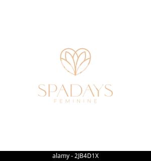 fleur de feuilles lotus avec love line logo design vecteur graphique symbole icône illustration idée créative Illustration de Vecteur