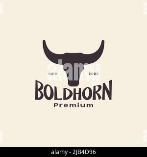 minimal horn vache bétail vintage logo design vecteur graphique symbole icône illustration idée créative Illustration de Vecteur