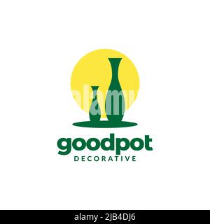 intérieur décoratif grand pot coin logo design vecteur graphique symbole icône illustration idée créative Illustration de Vecteur