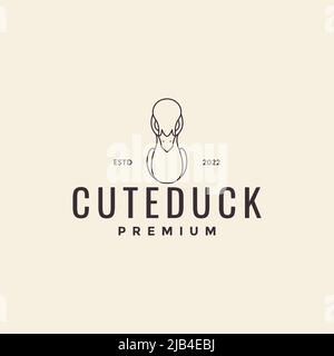 ligne simple canard hipster logo design vecteur graphique symbole icône illustration idée créative Illustration de Vecteur