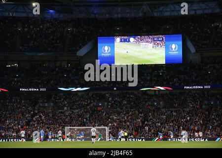 Londres, Angleterre, 1st juin 2022. Une vue d'ensemble lors du match de la coupe des champions CONMEBOL-UEFA au stade Wembley, Londres. Crédit photo à lire: Jonathan Moscrop / Sportimage crédit: Sportimage / Alay Live News Banque D'Images