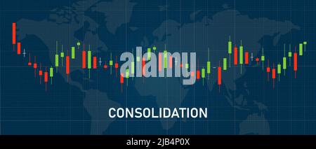 consolidation bougie bâton modèle dans la bourse indicateur de l'analyse technique de résistance Illustration de Vecteur