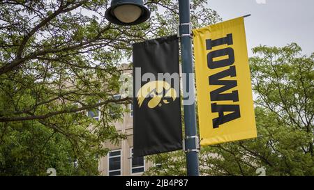 Iowa City, IA - 23 mai 2022 : campus universitaire de l'université de l'Iowa Hawkees Banque D'Images