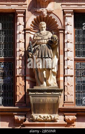 Sculpture de Frederick II le Sage, 1482, 1556, comte Palatin et électeur Palatin, édifice Frederick, construit de 1601 à 1607, galerie ancestrale de la Banque D'Images