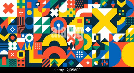 Fond de conception de motif géométrique Bauhaus vectoriel abstrait sans couture Illustration de Vecteur